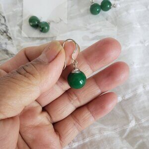 3 for  30   925 stamped earwire with green genuine beads earrings